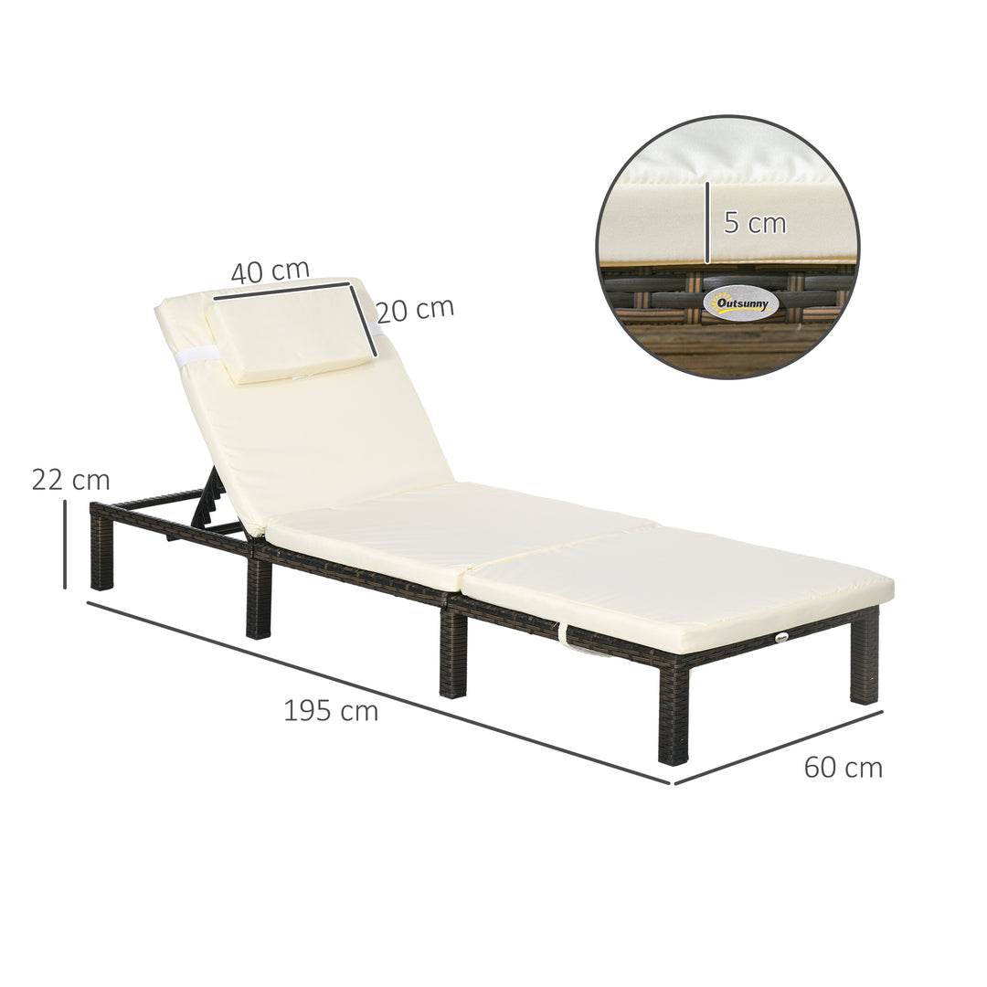 Rattan Sun Loungers Set of 2 with 5-Level Adjustable Backrest