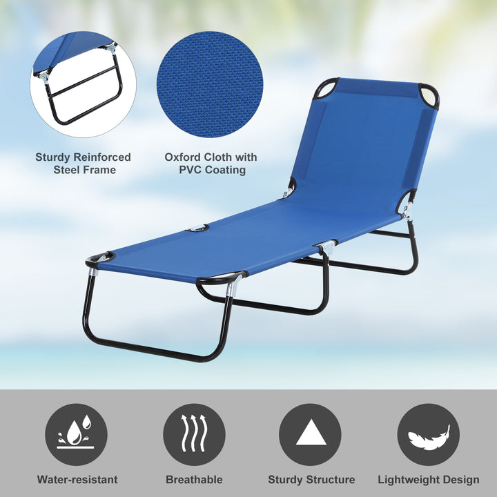 Folding Sun Lounger: Adjustable 5-Position Backrest