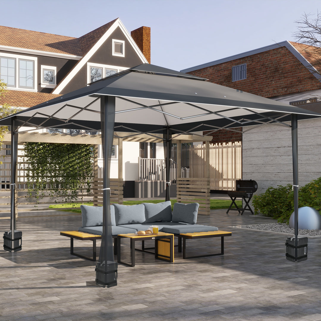 4 x 4m Pop-up Gazebo Double Roof Canopy Tent with Roller Bag & Adjustable Legs Outdoor Party