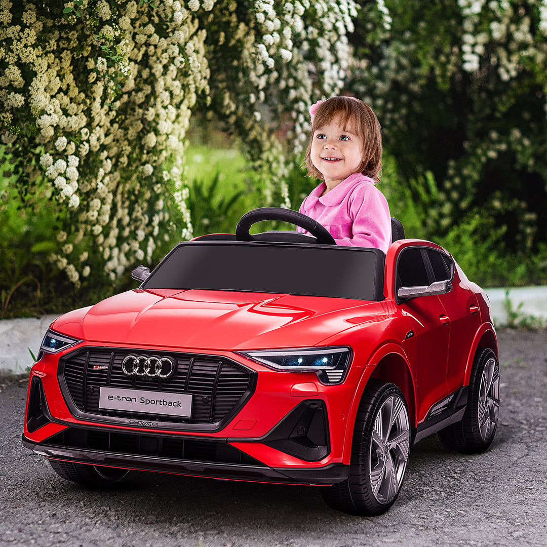 Audi E-tron Licensed 12V Kids Electric Ride On Car with Parental Remote Music Lights MP3 Suspension Wheels for 3-5 Years Red