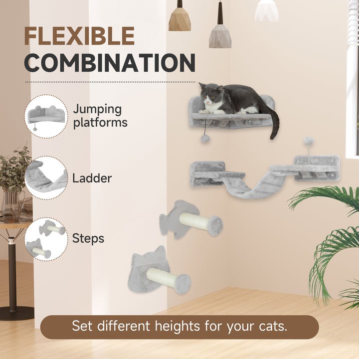 4PCs Cat Wall Shelves with Steps