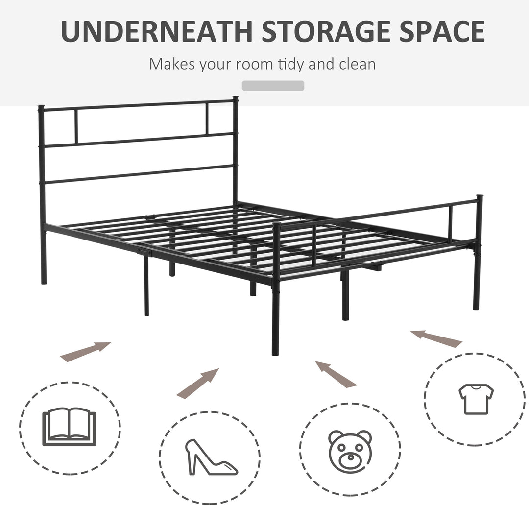 Double Metal Bed Frame with Headboard and Footboard