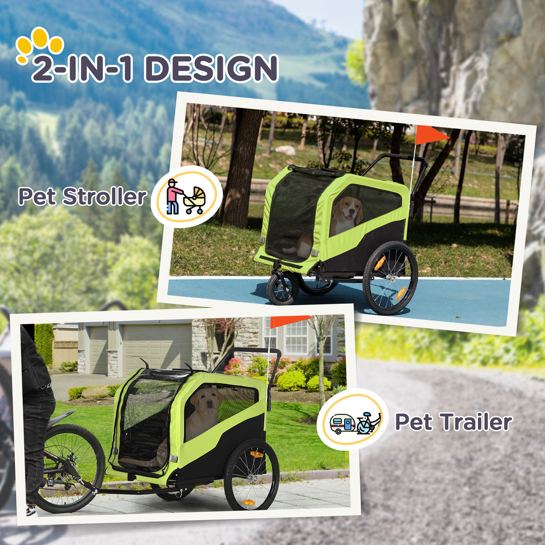 2 in 1 Dog Bike Trailer Pet Stroller for Large Dogs w/ Hitch