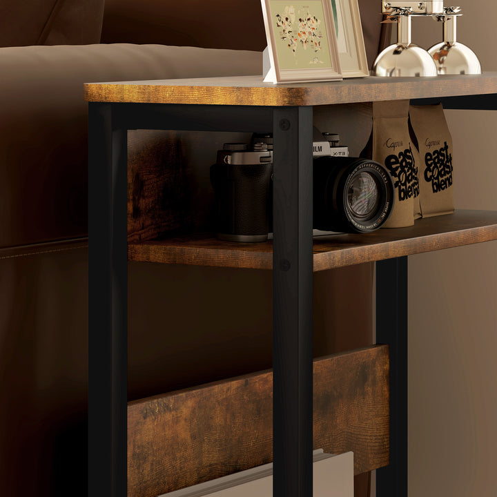 Industrial-Style Side Table - Black/Brown