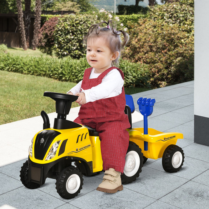 Compatible Baby Toddler Sliding Car NEW HOLLAND Licensed Foot to Floor Slider w/ Horn Storage Steering Wheel for 12-36 Months Yellow