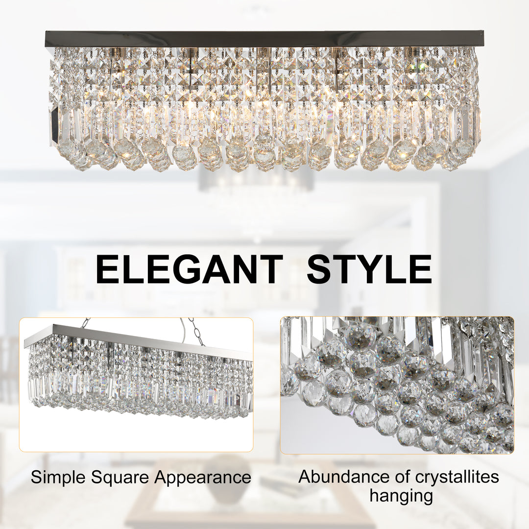 Modern Crystal Ceiling Light Square Crystal Chandelier for Living Room