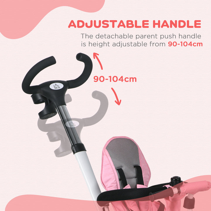 Metal Frame 4 in 1 Baby Push Tricycle with Parent Handle for 1-5 Years Old