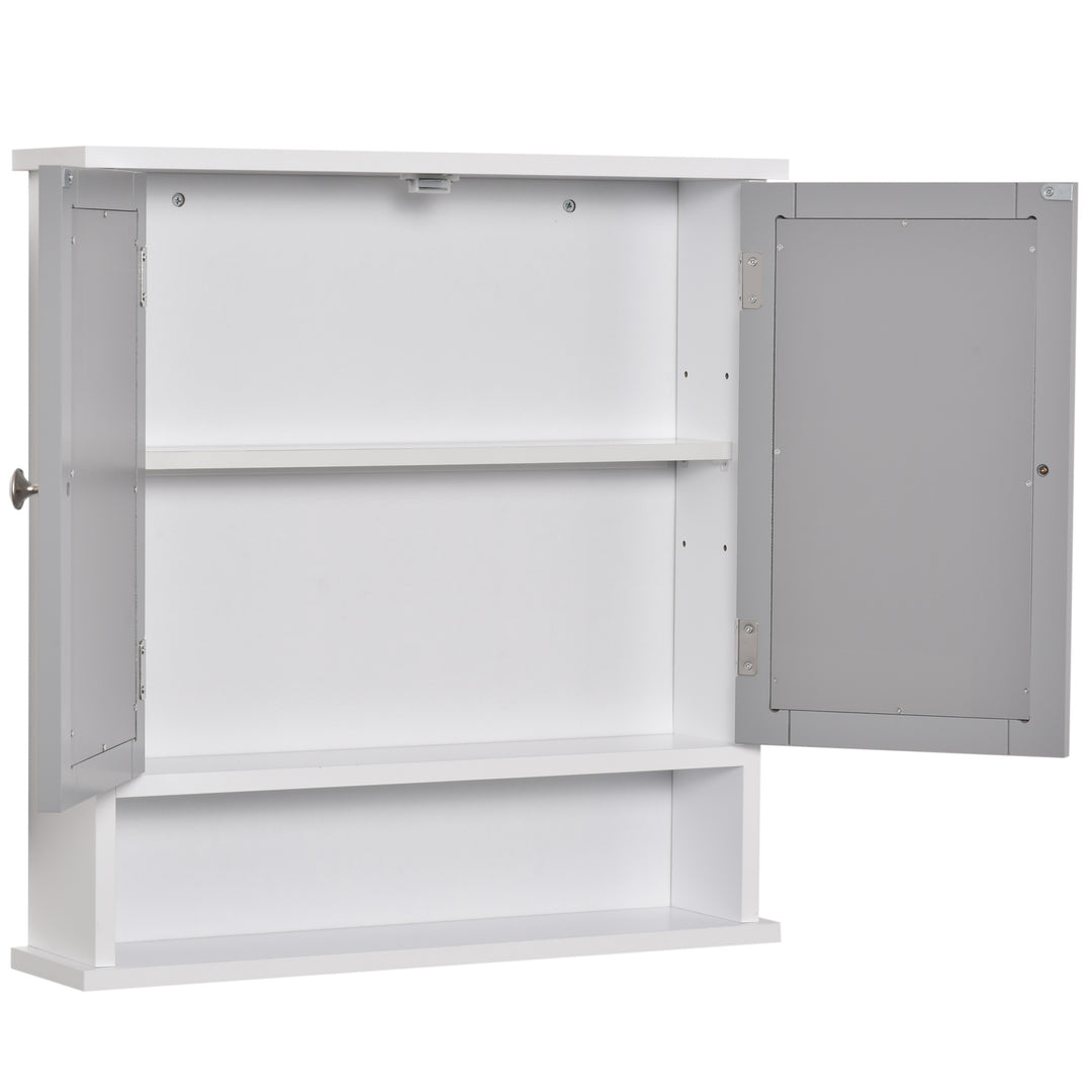 Kleankin Wall Mounted Bathroom Cabinet with Double Mirrored Doors