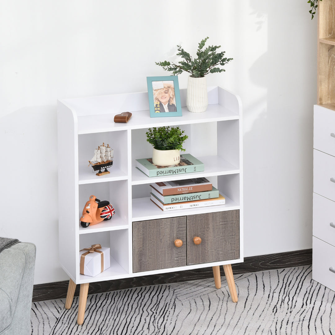 HOMCOM Modern Wood-Legged Bookcase, White