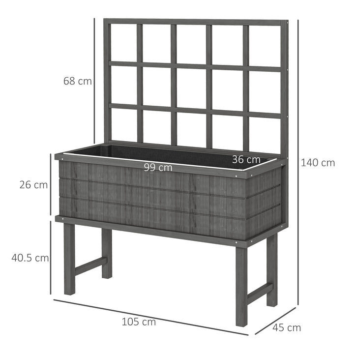 Wooden Elevated Garden Bed with Trellis