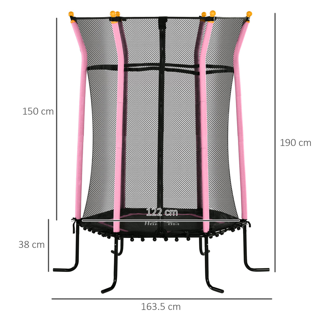 Kids Trampoline Mini Bouncer with Enclosure Safety Net For Ages 3-10 Years - Pink