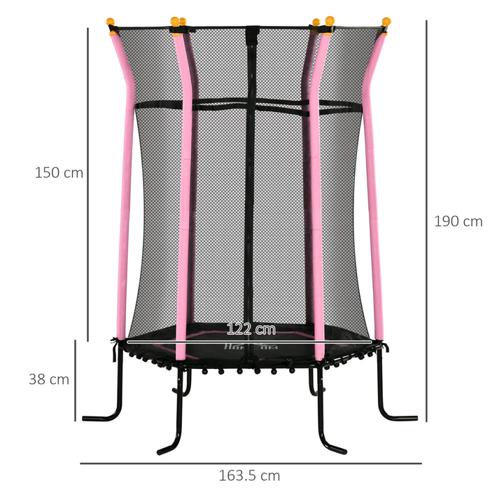 Kids Trampoline Mini Bouncer with Enclosure Safety Net For Ages 3-10 Years - Pink