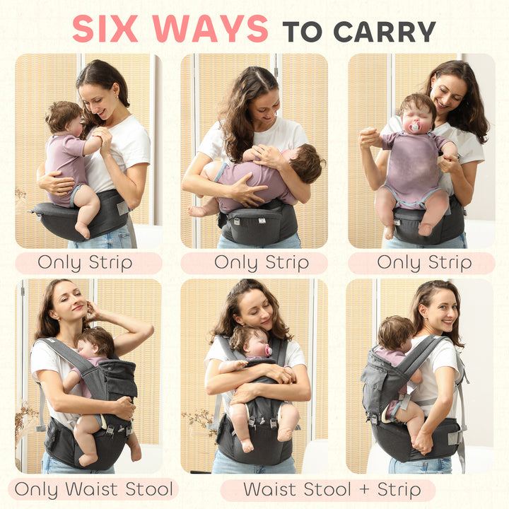 6 in 1 Baby Carrier Newborn to Toddler with Removable Seat for 0-36 Months