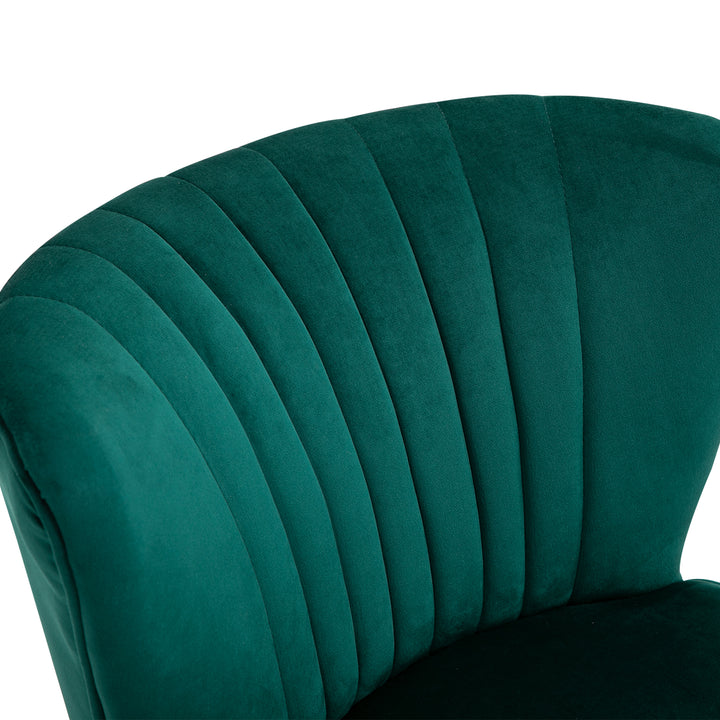 Velvet Accent Chair Occasional Tub Seat Padding Curved Back with Wood Frame Legs Home Furniture Set of 2 Green