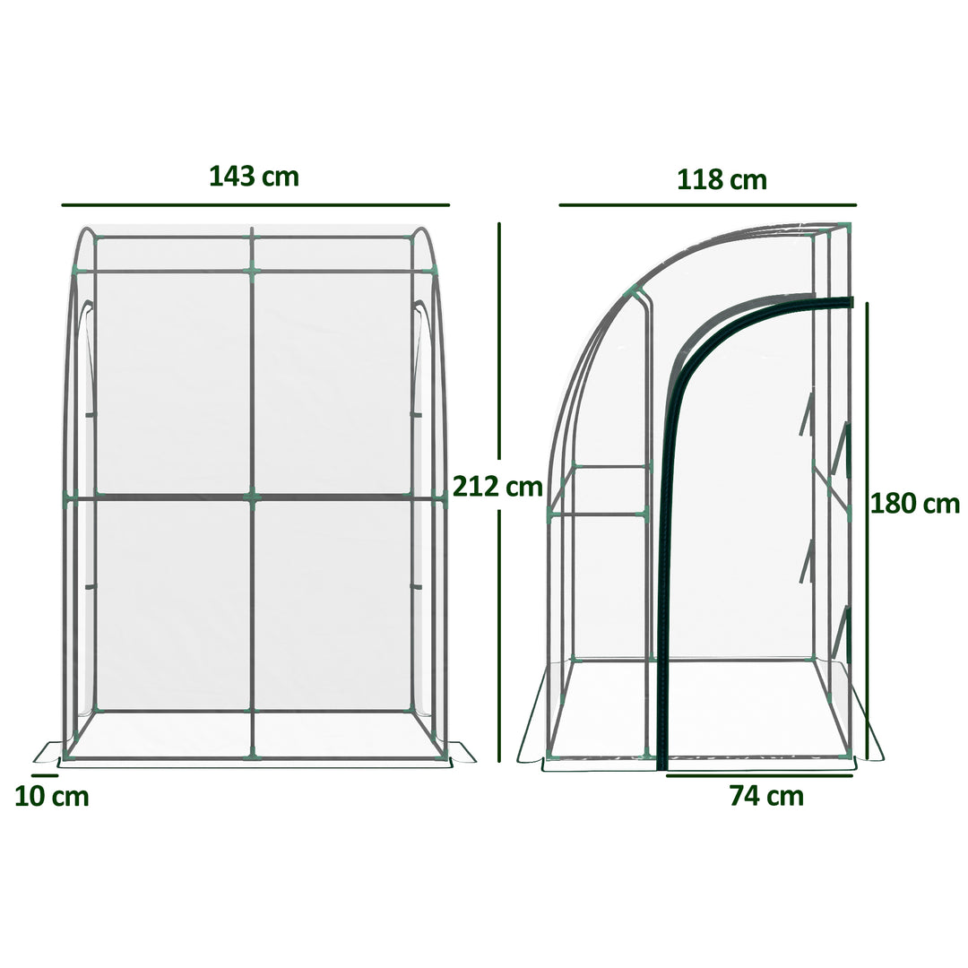 Walk-In Lean-To Greenhouse with Steel Frame & Plastic Cover