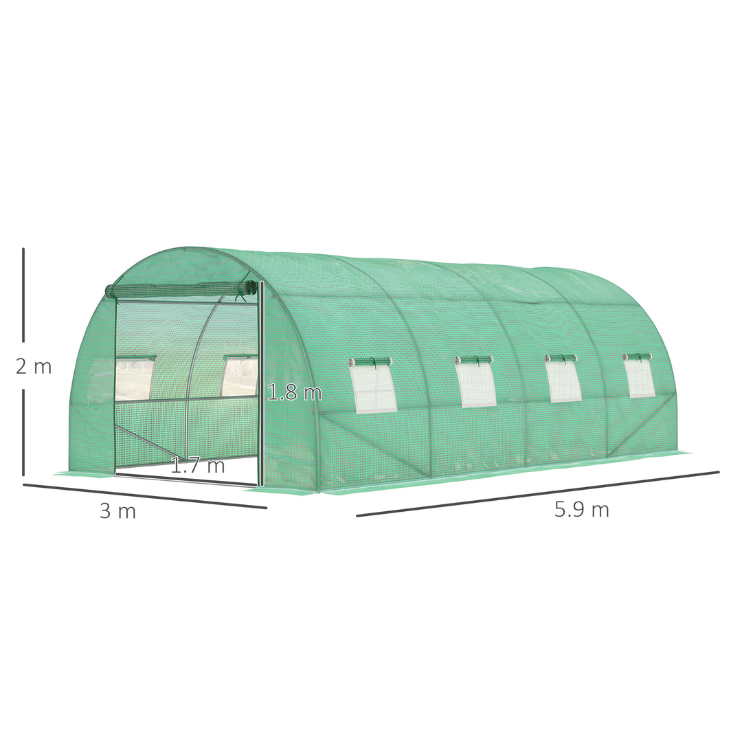 6 x 3 m Large Walk-In Greenhouse Garden Polytunnel Greenhouse with Steel Frame