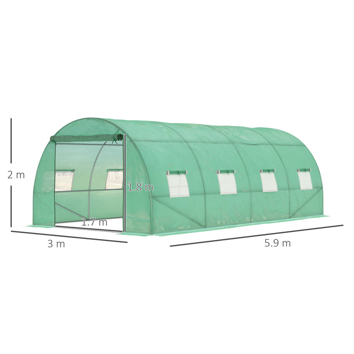 6 x 3 m Large Walk-In Greenhouse Garden Polytunnel Greenhouse with Steel Frame