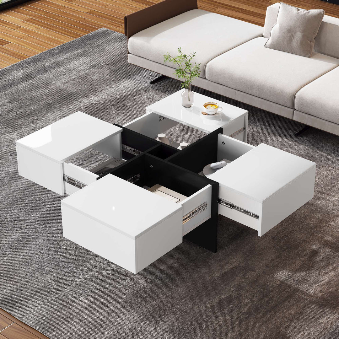 Modern Multifunctional Coffee Table with 5 Open Storage