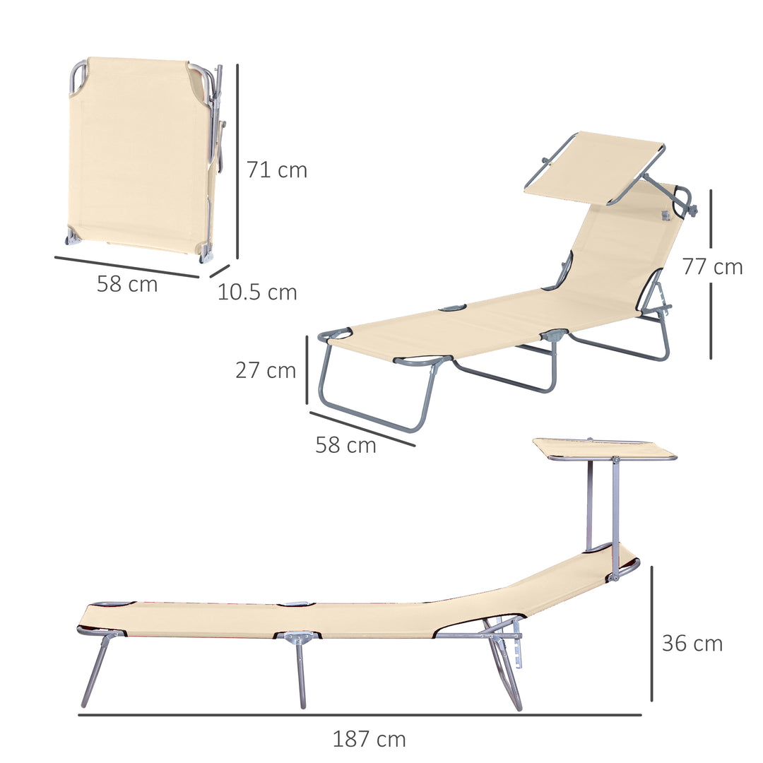 2 Foldable Outdoor Recliner Sun Loungers with Canopy