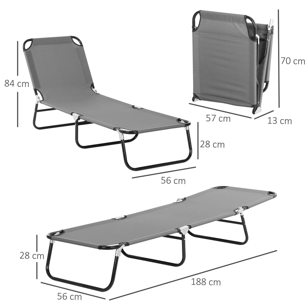 Portable Folding Sun Lounger W/ 5-Position Adjustable Backrest Relaxer Recliner w/ Lightweight Frame Great for Pool or Sun Bathing