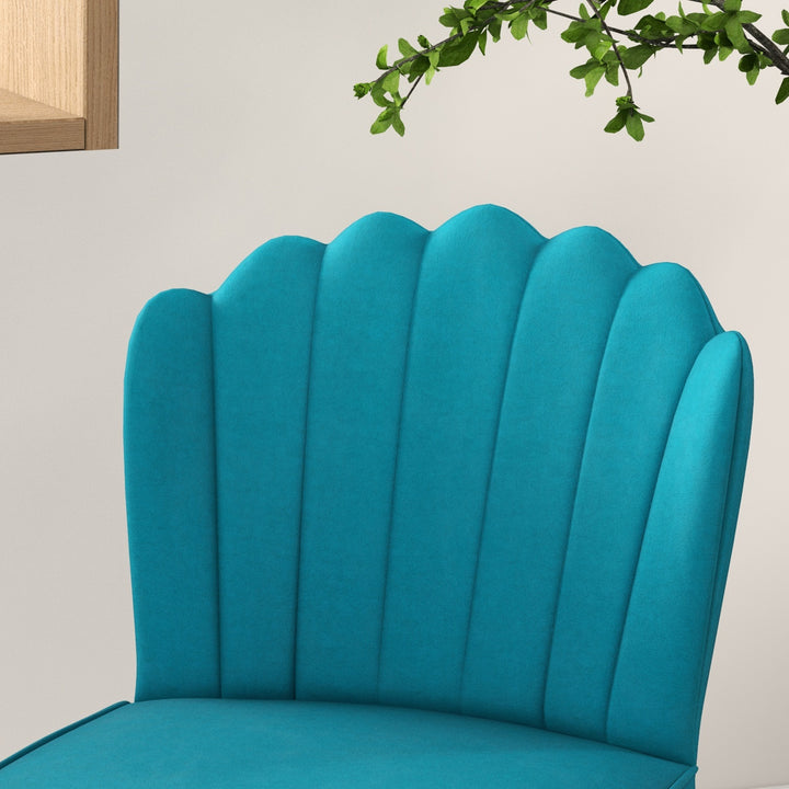 Velvet-Feel Shell Accent Chair - Blue