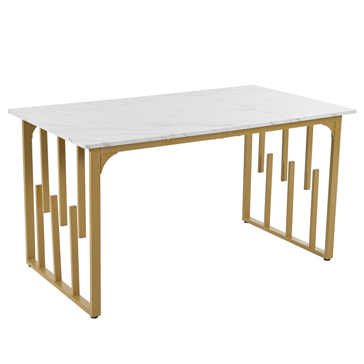 Modern Rectangular Extendable Dining Table with Iron Square Tube Legs