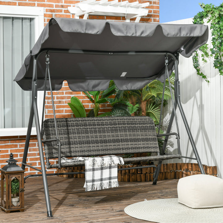 3-person Outdoor PE Rattan Swing Chair