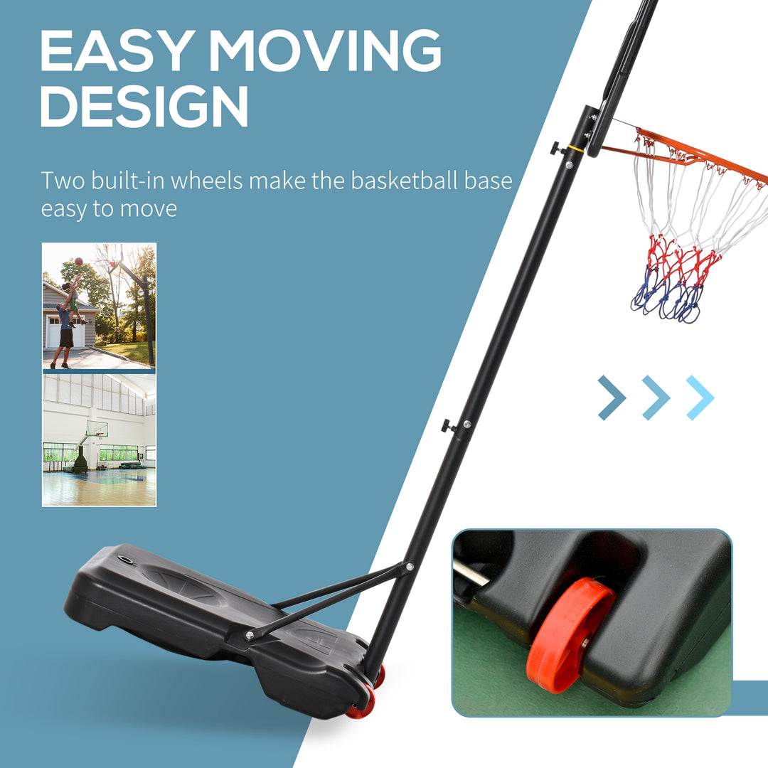 Portable Basketball Hoop Stand 160-210cm Adjustable Height Sturdy Rim Hoop w/ Large Wheels Stable Base & Net Free Standing