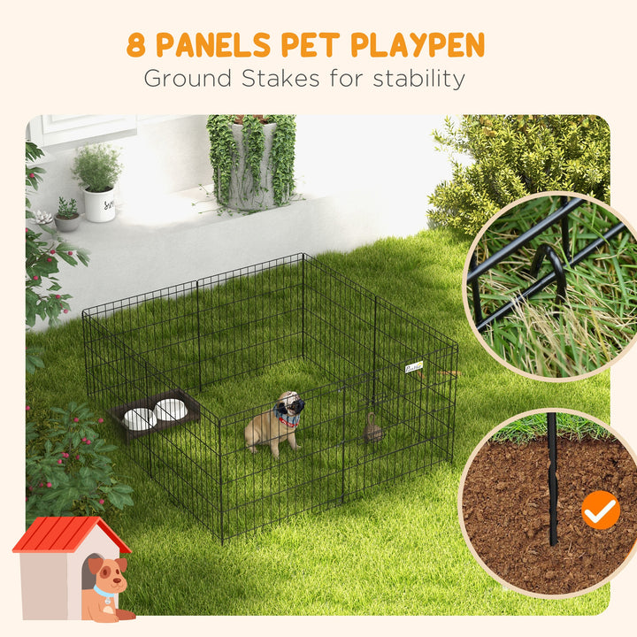 8 Panel Dog Playpen Puppy Pen Rabbits Guinea Metal Crate Pet Cage Run Indoor Outdoor