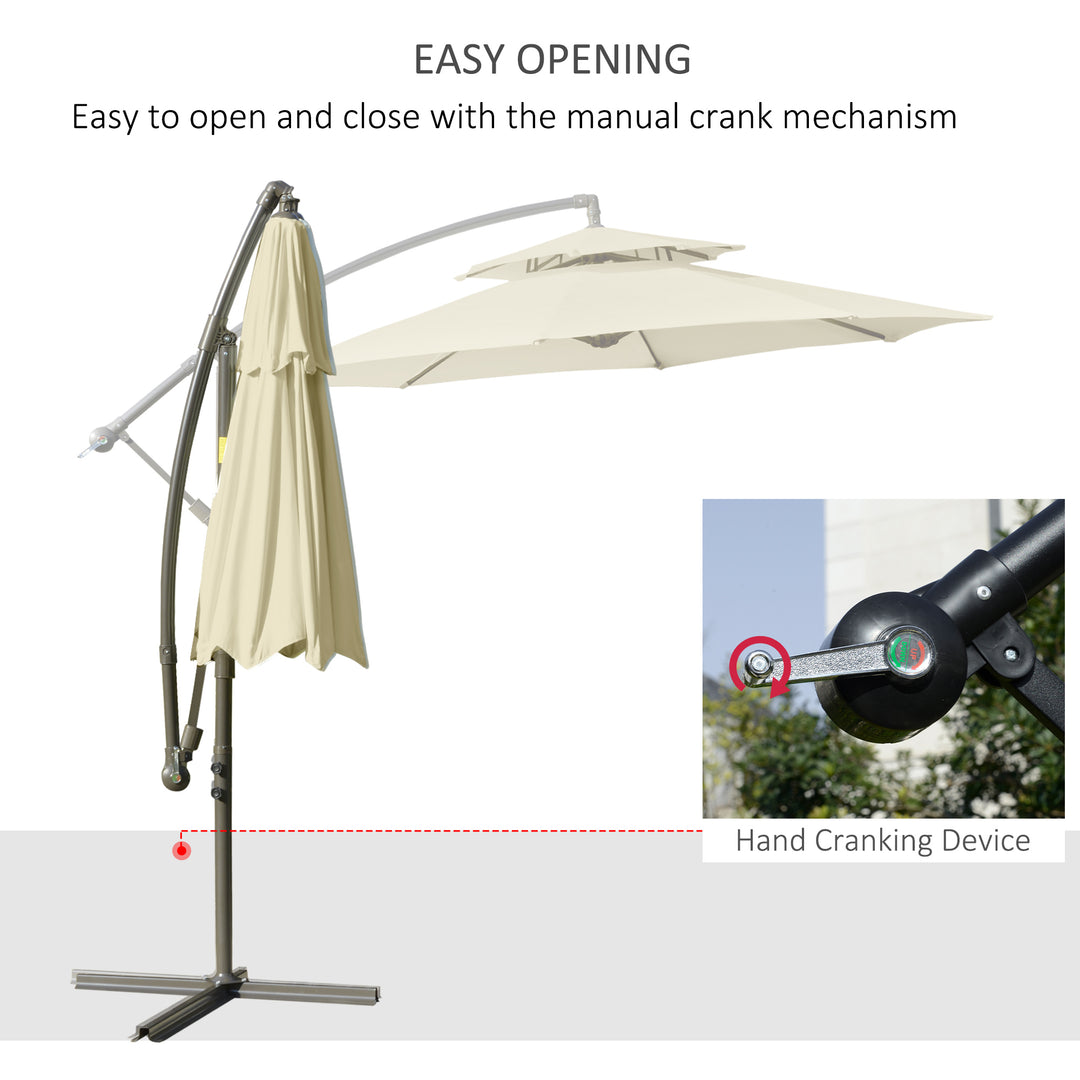 2.7m Garden Banana Parasol Cantilever Umbrella w/ Crank Handle