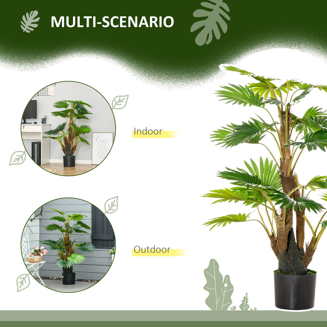 Artificial Palm Tree: 135cm Tropical Faux Plant in Nursery Pot for Indoor & Outdoor Decor