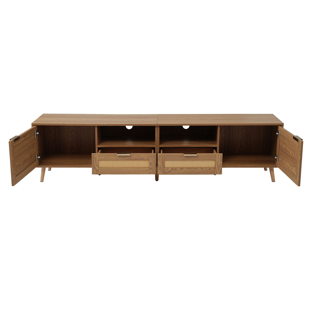 Modern TV Stand with 4 Storage Cabinets & Open Shelves