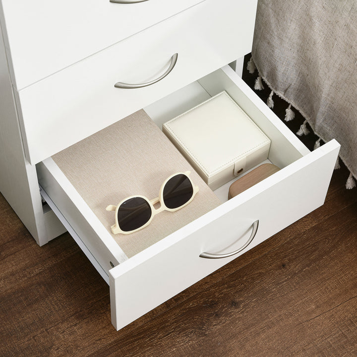 HOMCOM Three-Drawer Simple Bedside Table - White Aosom UK