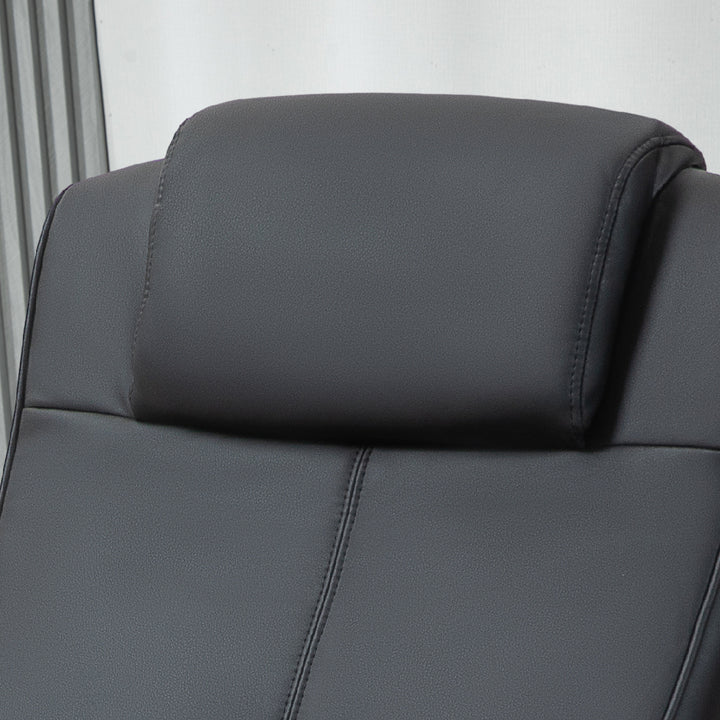 Faux Leather Reclining Chair and Footstool - Black