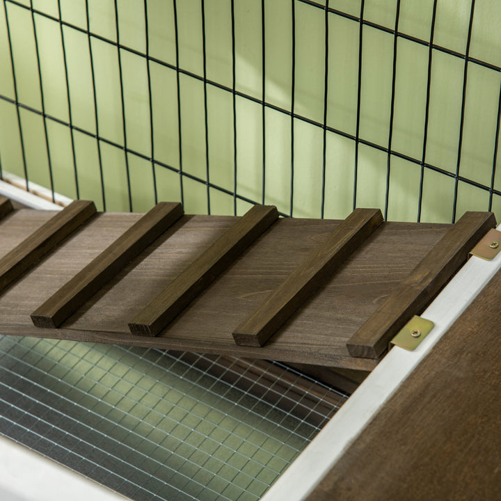 Wooden Rabbit Hutch with Openable Roof