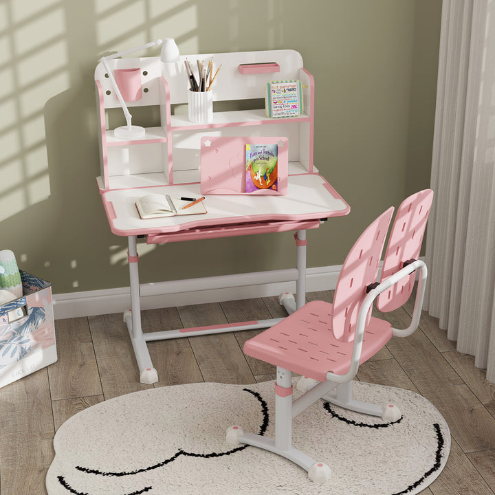 Height Adjustable Kids Desk and Chair Set