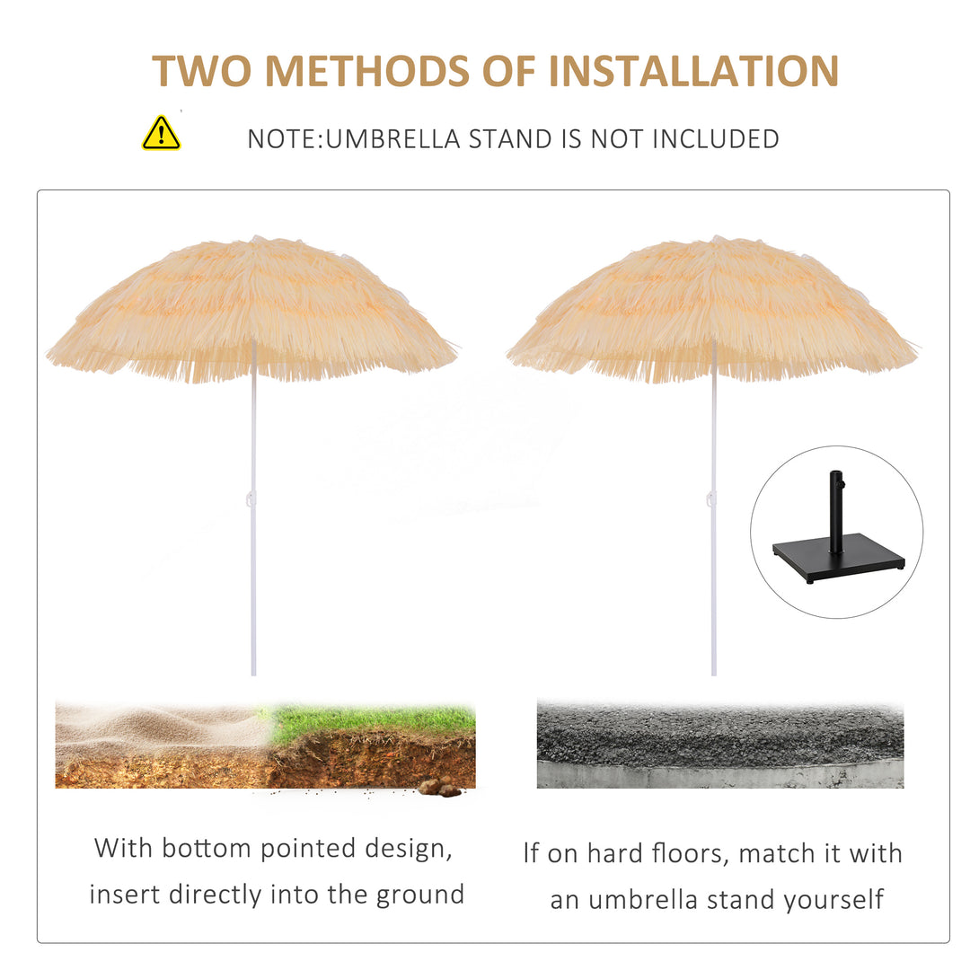 Waterproof Patio Garden Hawaii Beach Sun Umbrella Sunshade Hawaiian Folding Tilting Crank Parasol (Wheat)