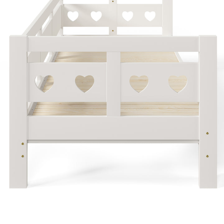 Heart-Shaped Wooden Daybed Frame with Pull-Out Trundle