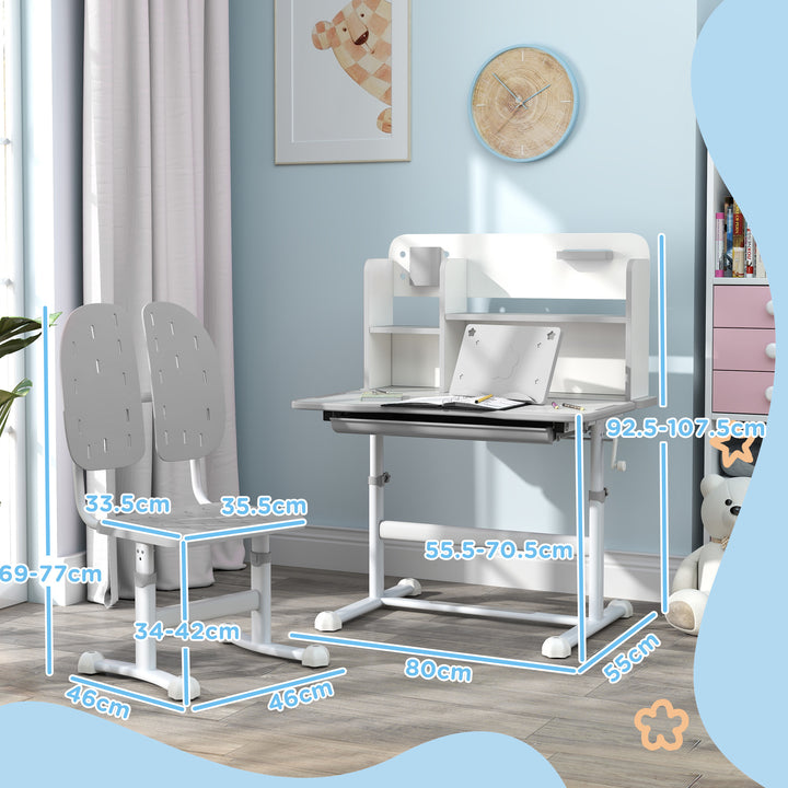 Height Adjustable Kids Desk and Chair Set