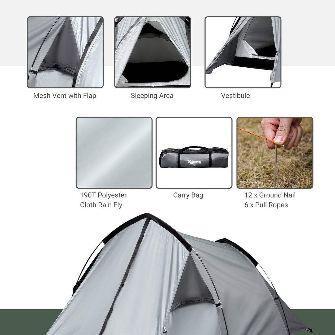 Camping Dome Tent Double Layer Backpacking Tent Large for 1-2 Person w/ Weatherproof Windows Lightweight for Fishing