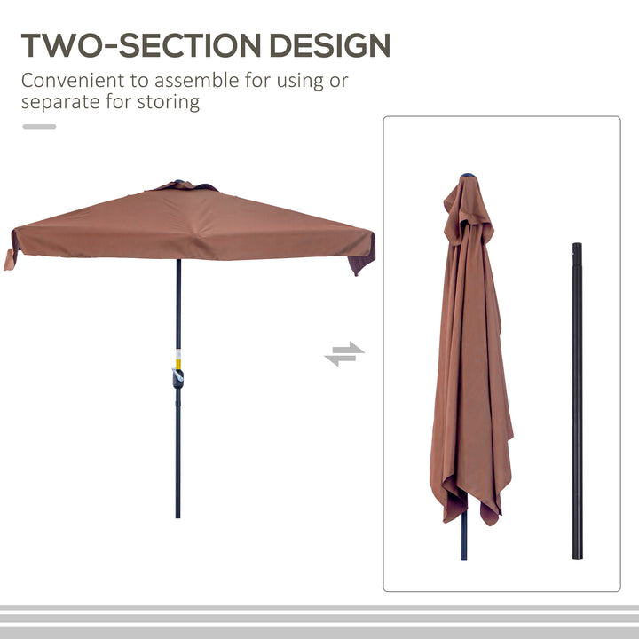 2.3m Patio Semi Round Half Parasol Umbrella with Metal Frame Crank Handle for Balcony- NO BASE INCLUDED