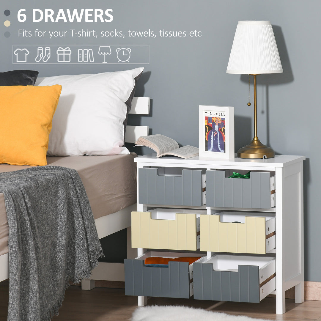 6-Drawer Storage Tower: Wooden-Top Dresser Chest for Bedroom