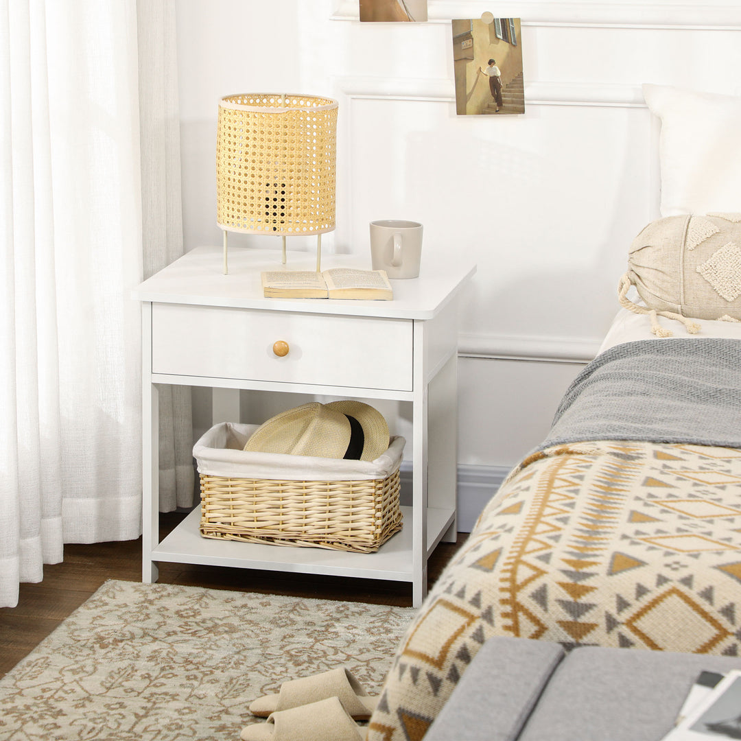 HOMCOM Bedside Table with Drawer and Bottom Shelf