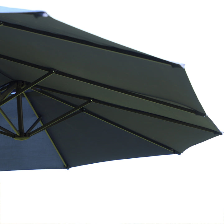 Waterproof 4.6m Garden Parasol Double-Sided Sun Umbrella Patio Market Shelter Canopy Shade Outdoor Blue - NO BASE