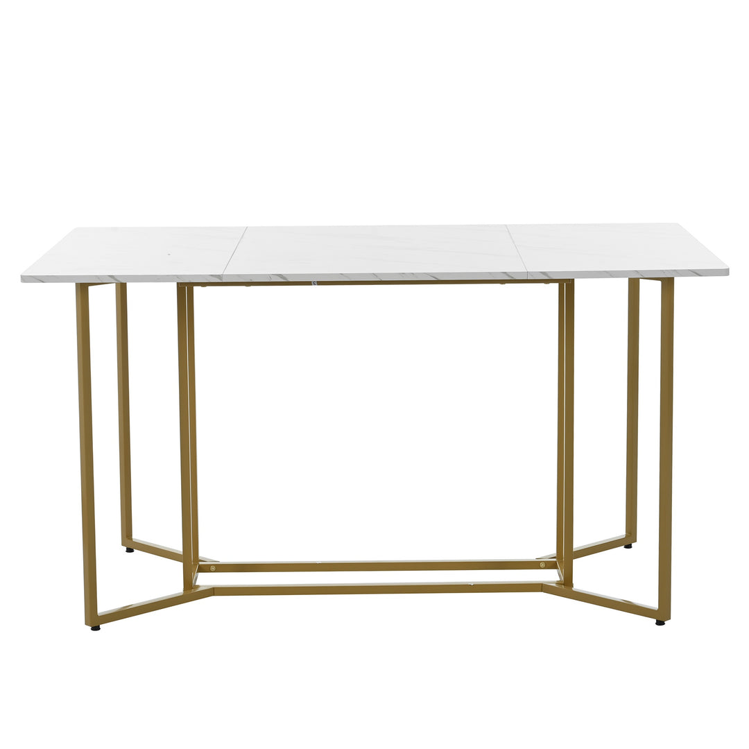 Modern Rectangular Extendable Dining Table with Adjustable Metal Legs