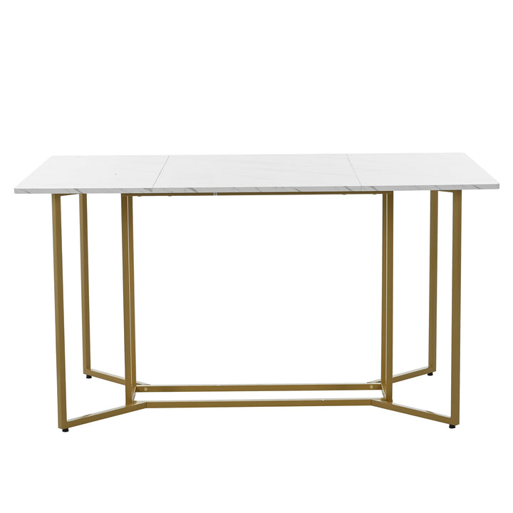 Modern Rectangular Extendable Dining Table with Adjustable Metal Legs