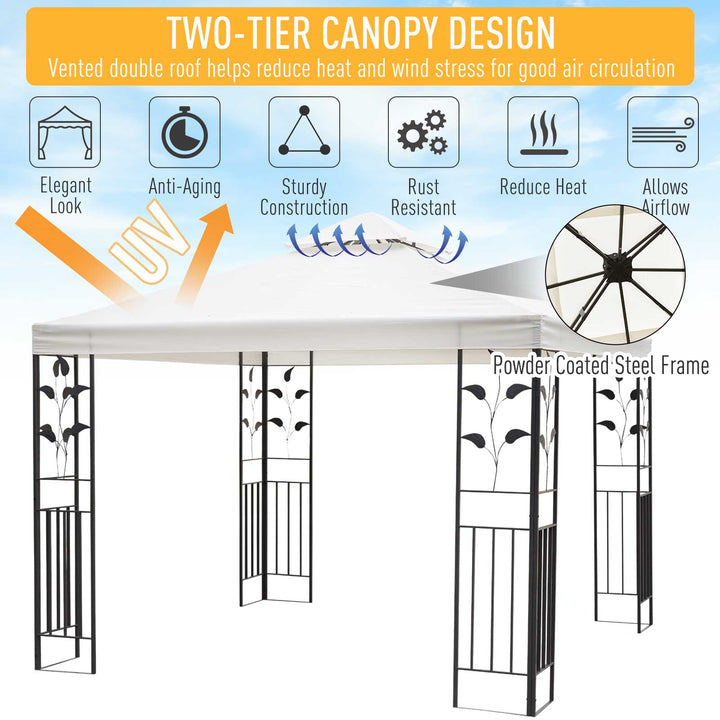 3 x 3m Outdoor Garden Steel Gazebo with 2 Tier Roof