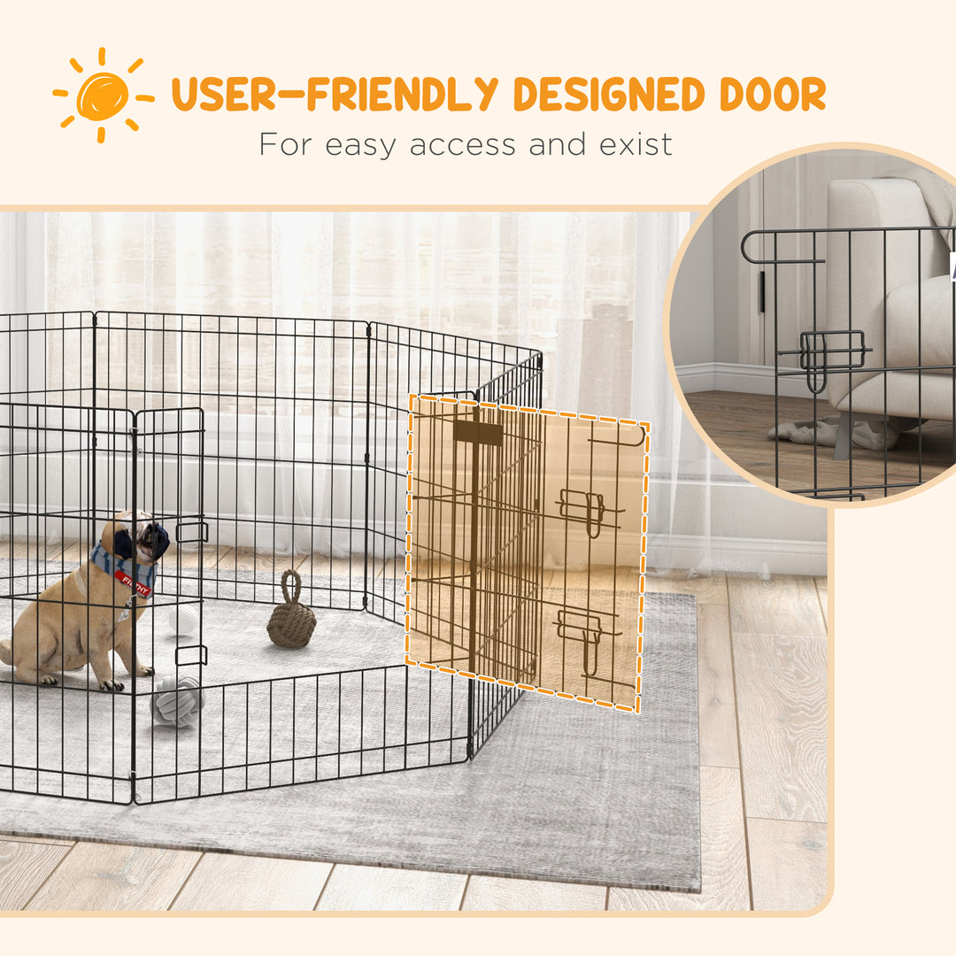 8 Panel Dog Playpen Puppy Pen Rabbits Guinea Metal Crate Pet Cage Run Indoor Outdoor