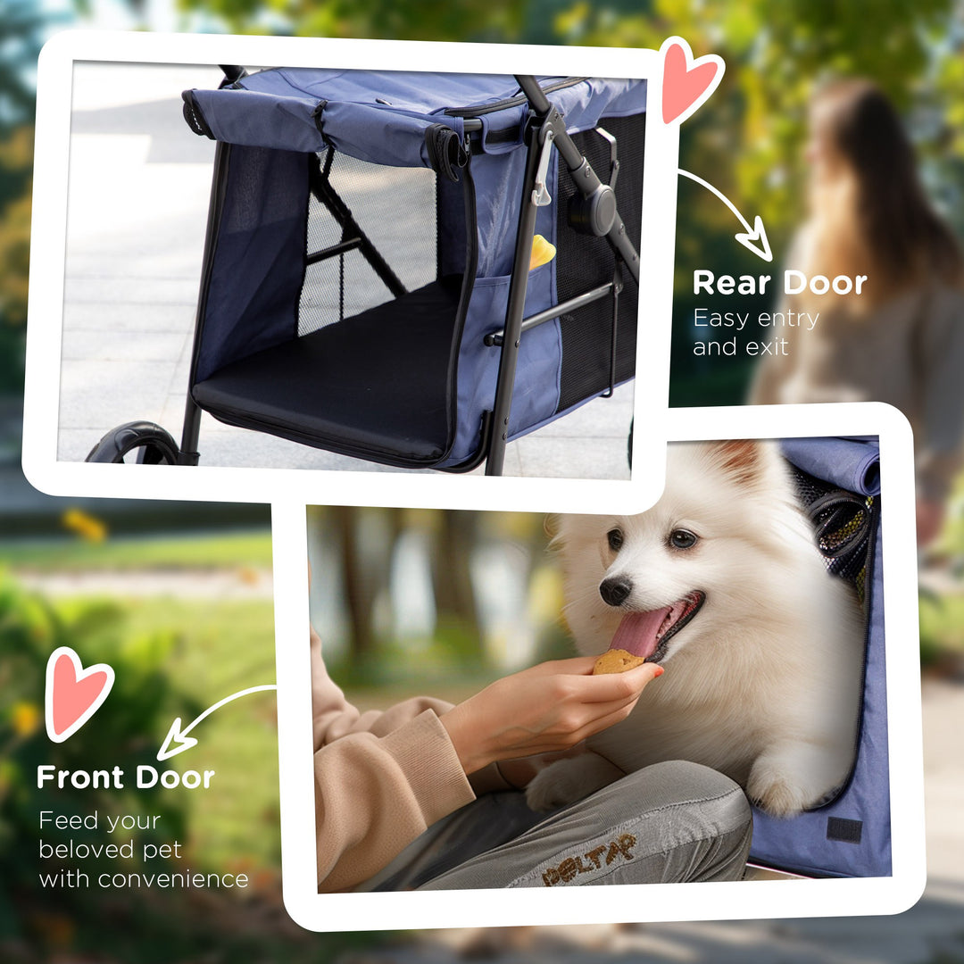 One-Click Foldable Dog Pushchair w/ EVA Wheels