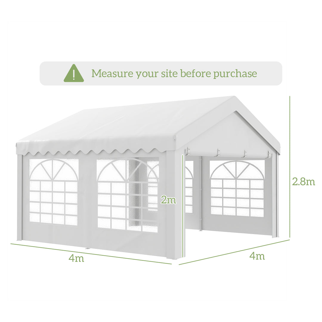 Portable Party Tent 4m x 4m Carport Shelter with Removable Sidewalls